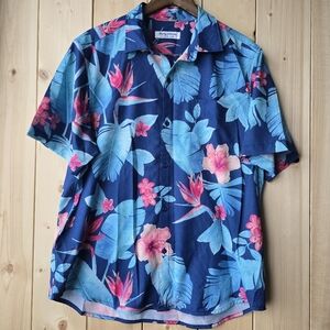 Tommy Bahama Blue Floral Casual Button Down Shirt